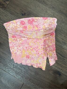 Strapless Pink Floral Tube Top